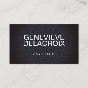Cartão De Visita Couro preto elegante profissional com texto