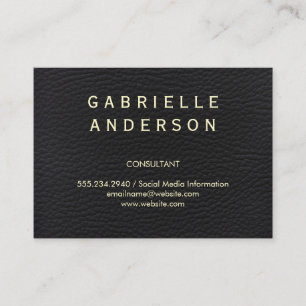 Cartão De Visita Couro preto Elegante profissional com texto em neg