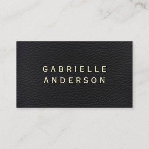 Cartão De Visita Couro preto Elegante profissional com texto em neg