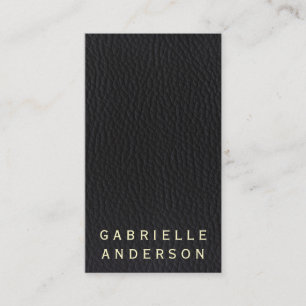 Cartão De Visita Couro preto Elegante profissional com texto em neg