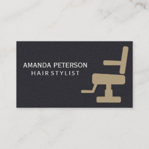 Cartão De Visita Couro Preto Presidente Barber Salon