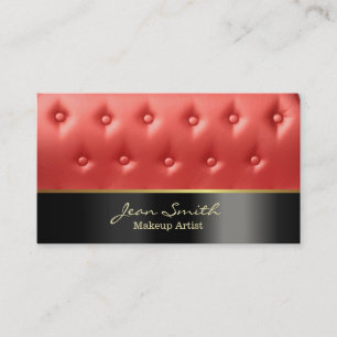 Cartão De Visita Couro vermelho luxuoso maquilhador estofado