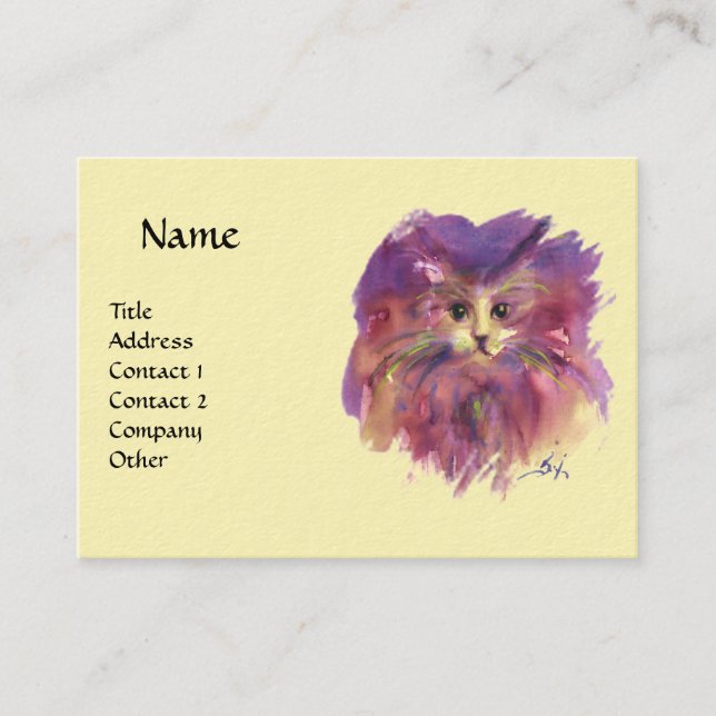 CARTÃO DE VISITA COZINHA AMARELA, RETRATO DE GATO (Frente)