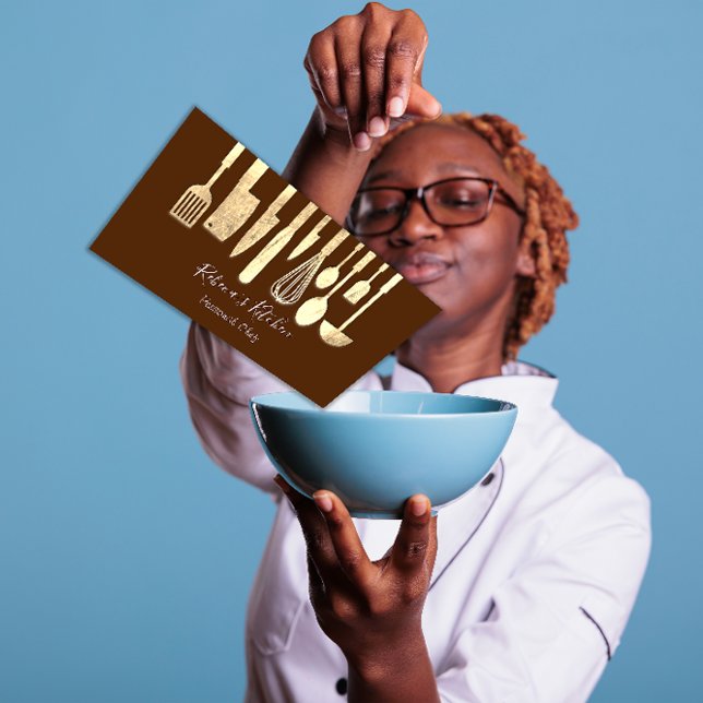 Cartão De Visita Cozinhar - Restaurante Pessoal Chef Catering Brown (Cooking Personal Chef Restaurant Catering Brown Business Card)