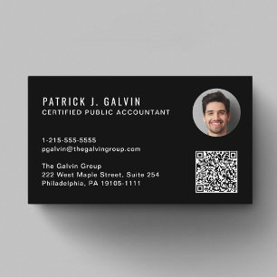 Cartão De Visita CPA Contador Código QR Foto Preta
