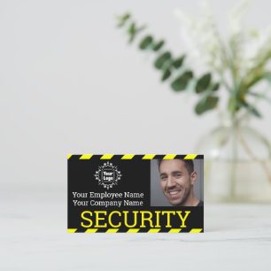 Cartão De Visita Crachá de Segurança Profissional Preto com Aviso d