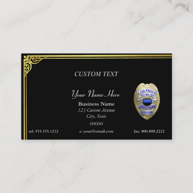 Cartão De Visita Crachá do Guardião dos Irmãos de Linha Azul-Fino (Frente)