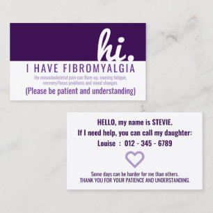 Cartão De Visita crachá pvc de paciência com fibromialgia hi