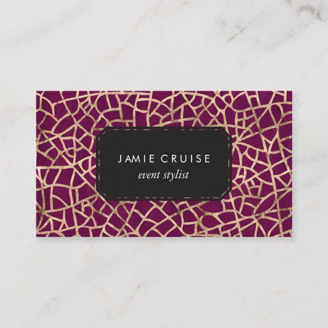 Cartão De Visita Crackle da folha Dourado do falso e profissional (Frente)