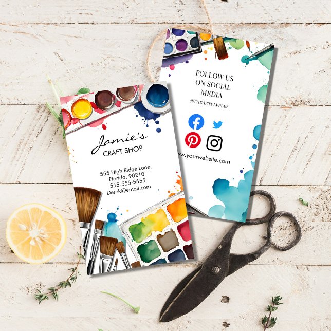 Cartão De Visita Craft Shop Business Card | Paint & Art Studio  (Criador carregado)