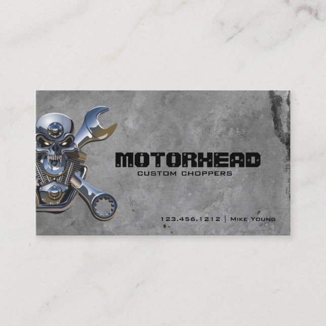 Cartão De Visita Crânio e chave do trabajo em metal (Frente)