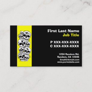 Cartão De Visita Crânios de tinta amarela preta com placas personal