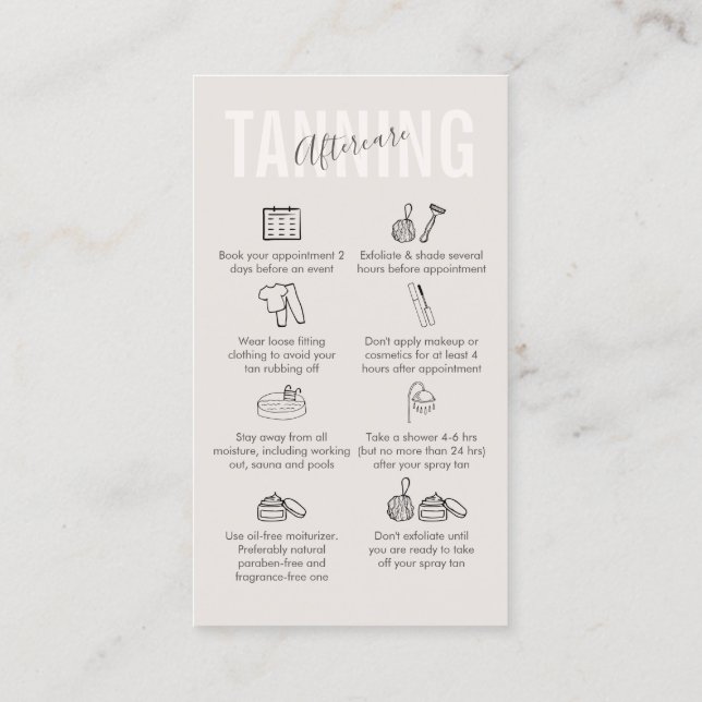 Cartão De Visita Cream Beige Tanning Pós-Cuidados (Verso)