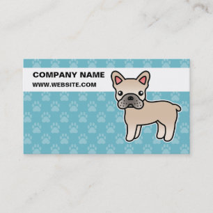 Cartão De Visita Cream Cartoon French Buldogue