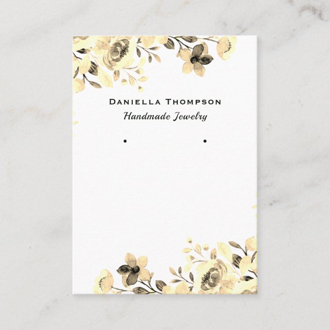Cartão De Visita Cream Floral Botânica, Vídeo de Orelha (Frente)
