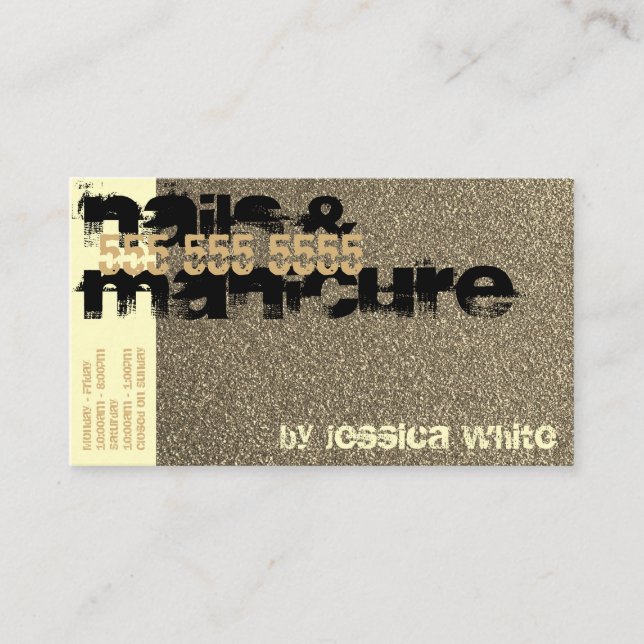 Cartão De Visita Cream Glitter Springles Nail Studio Unhas Manicure (Frente)