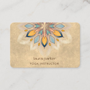 Cartão De Visita Cream Mandala Holística Lotus Floral Zen Yoga