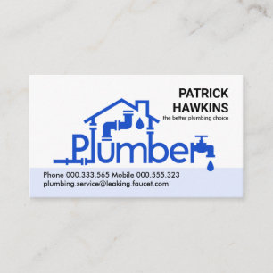 Cartão De Visita Creative Blue Plumber Home Piper