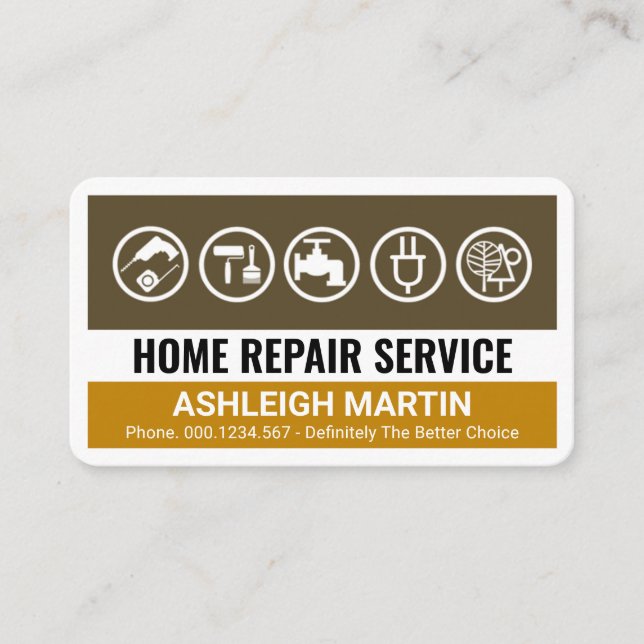 Cartão De Visita Creative Brown Handyman Tools Layers (Frente)
