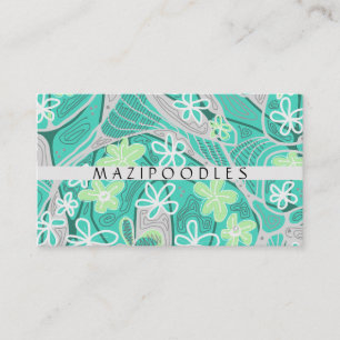 Cartão De Visita Creative Floral Neuro Art Teal Cinza Verde