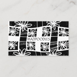 Cartão De Visita Creative Floral Personal - Cheque preto branco