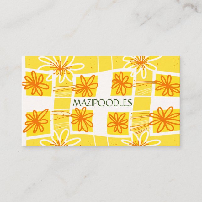 Cartão De Visita Creative Floral Personal - Verificação Amarelo - L (Frente)