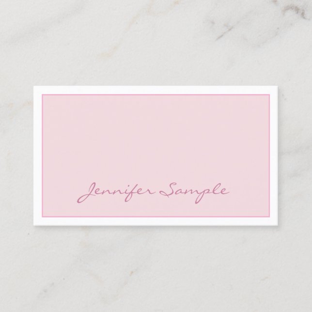 Cartão De Visita Creative Modern Blush - Script Rosa Elegante Simpl (Frente)