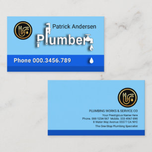 Cartão De Visita Creative Plumber Sinalização Água Azul