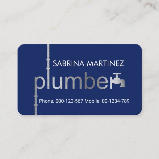 Cartão De Visita Creative Silver Plumber Pipe System Plumbing Works (Frente)