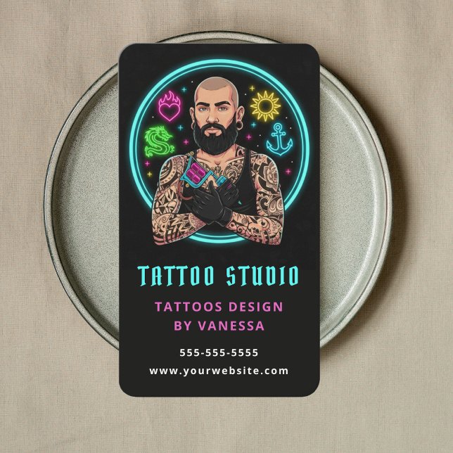 Cartão De Visita Creative Tattoo Artist Tattooist Branding QR Code (Criador carregado)