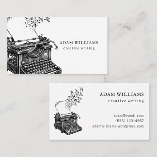 Cartão De Visita Creative Typewriter Professional Black and White