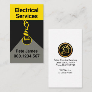Cartão De Visita Creative Yellow Bulb Flash Light
