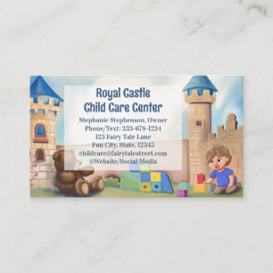 Cartão De Visita Creche Cuidador de Crianças Royal Castle Cuidado I