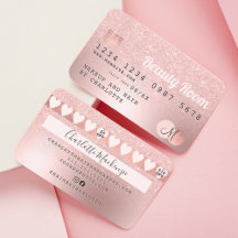 Credit card rose gold metallic glitter loyalty