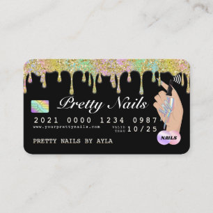 Cartão De Visita Crédito técnico holográfico do Rainbow Glitter 