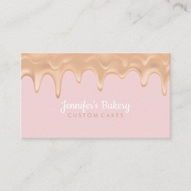 Cartão De Visita Creme Caramel Derrubando padaria pastelaria Chef B (Frente)