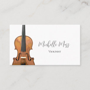 Cartão De Visita Creme Clássico Violinista Violino de Instrumento M