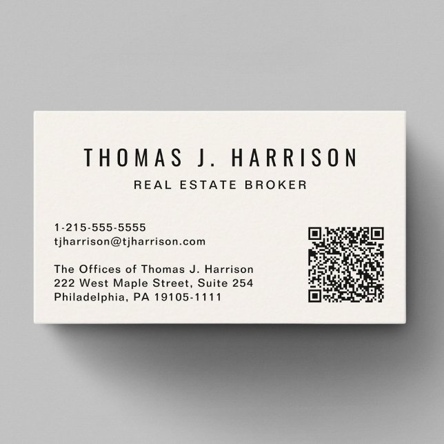 Cartão De Visita Creme de código QR profissional (Capture attention, make connections, and leave a lasting impression with our modern QR business card)