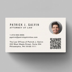 Cartão De Visita Creme de fotos com código QR profissional mínimo