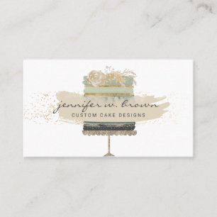 Cartão De Visita Creme de relva floral Deserto de padaria