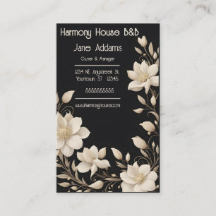 Cartão De Visita Creme Floral Elegante B&B