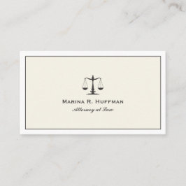 Cartão De Visita Creme Frame Attorney Justice Scale Professional
