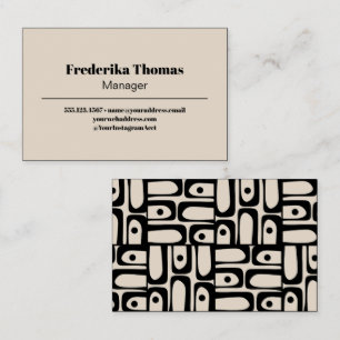 Cartão De Visita Creme preto de Abstrato único e moderno minimalist
