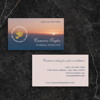 Cartão De Visita Cremoso Logotipo do Pôr do Sol Diretor de Funeral