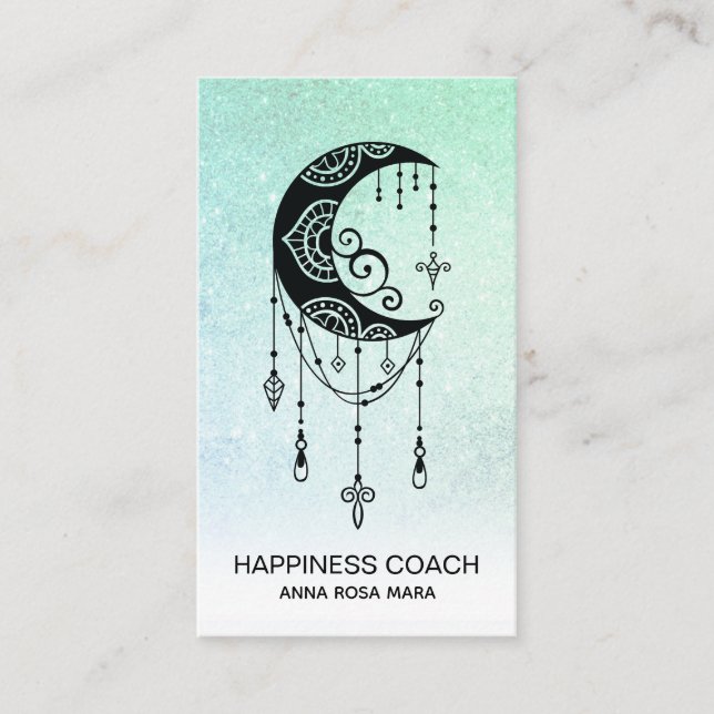 Cartão De Visita *~* Crescent Moon Talisman Shaman Glitter Luna (Frente)