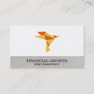 Cartão De Visita Crescimento Financeiro do Ícone de Aves Origami