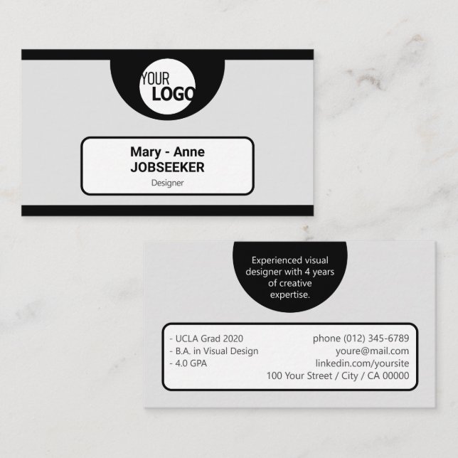 Cartão De Visita Criação de procura de emprego clássico de quadro d (Frente/Verso)