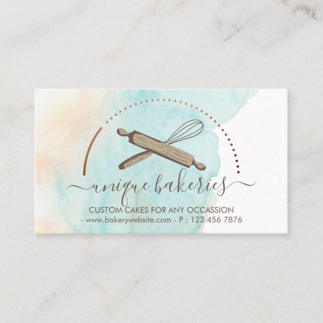 Cartão De Visita Criador de bolos de bicho amarelo azul (Frente)