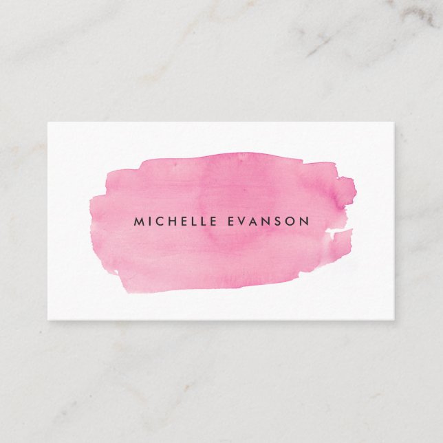 Cartão De Visita Criador de Brushaft de Cores d'Água Rosa (Frente)