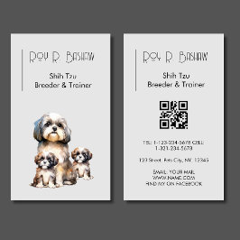 Cartão De Visita Criador de Cães Shih Tzu Pet Código QR Canino